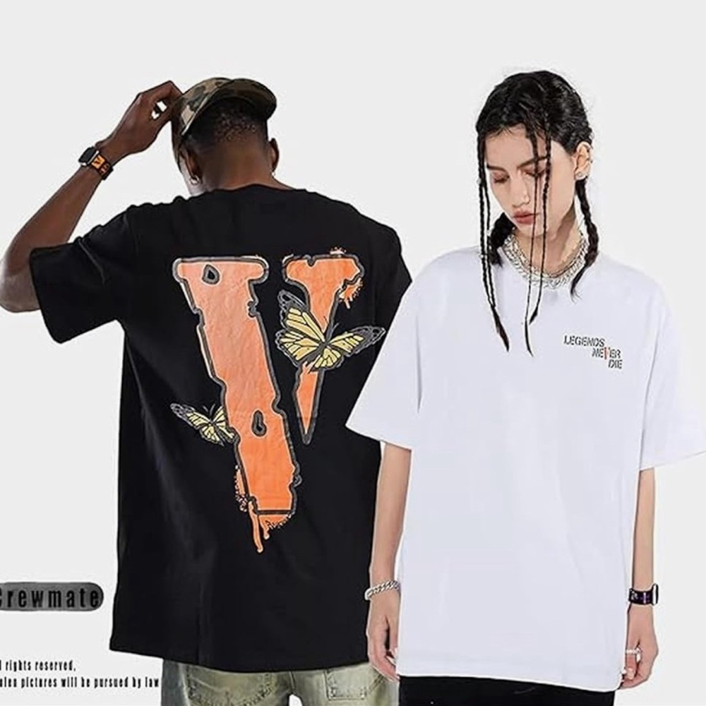Fashion Men's Womans Short Sleeved T-Shirt V Letter Printed Tops Casual Couple